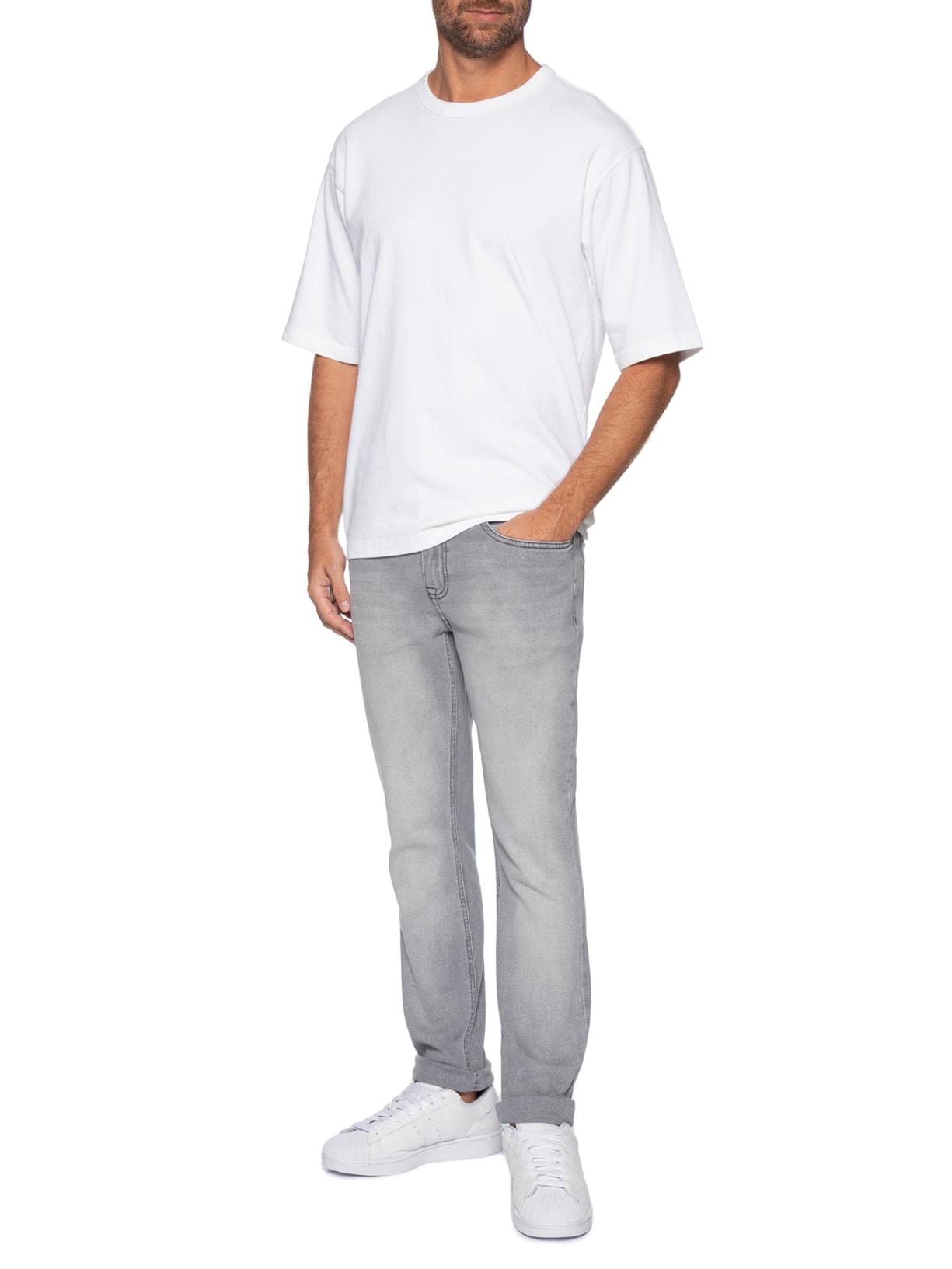 Calça Jeans Masculina Scanton DI1263 Slim Fit Com Elastano – Cinza Tommy Jeans