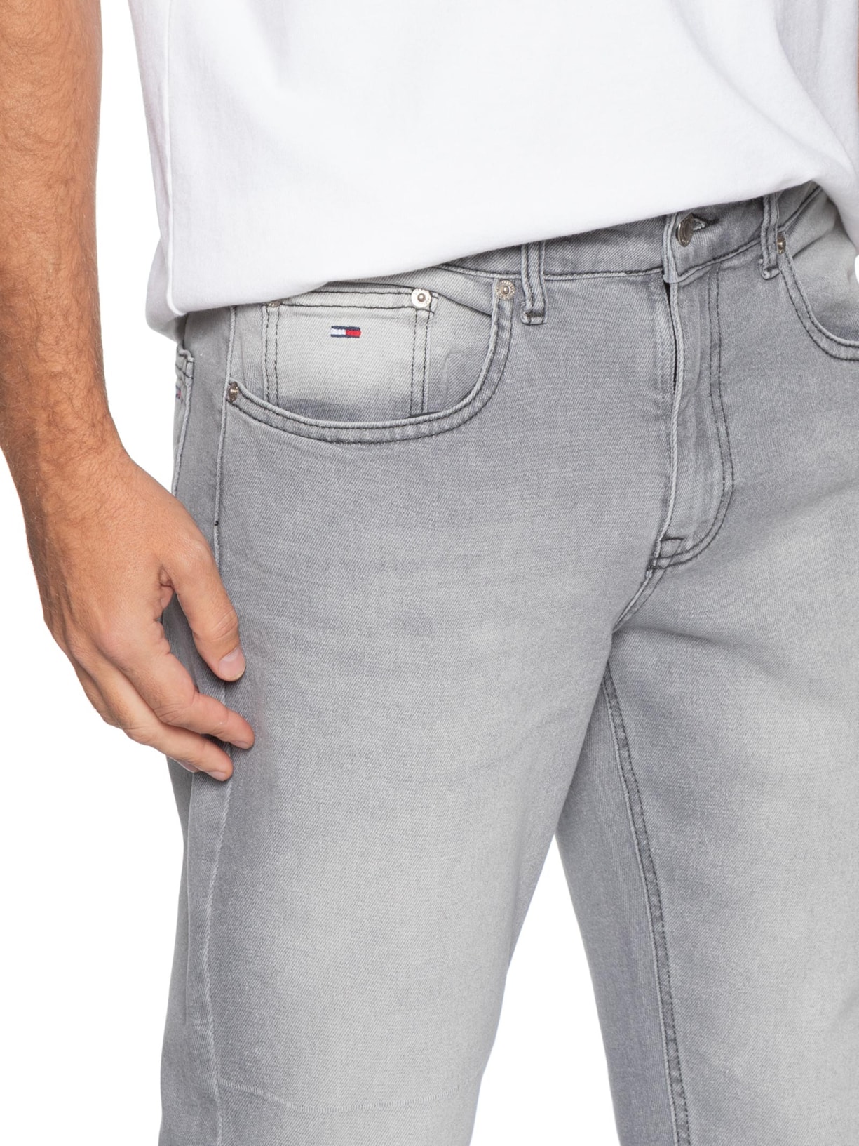 Calça Jeans Masculina Scanton DI1263 Slim Fit Com Elastano – Cinza Tommy Jeans