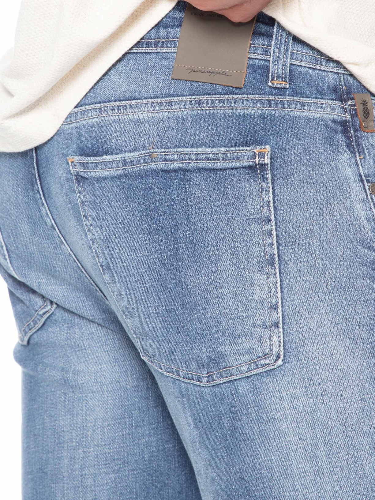 Calça Jeans Masculina Slim Fit Mid Wash Azul Pineapple