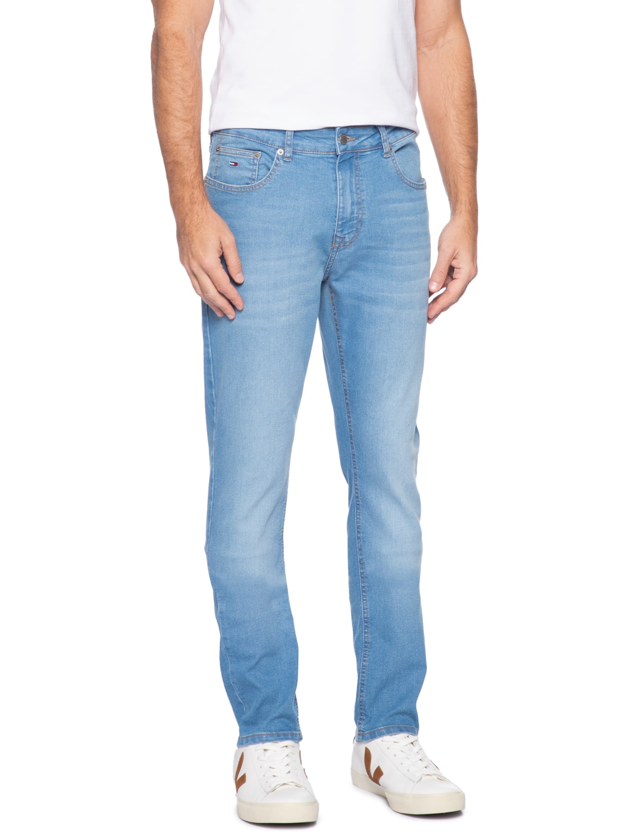 Calça Jeans Masculina Slim Tapered Fit Austin Denin Medium Azul Tommy Jeans