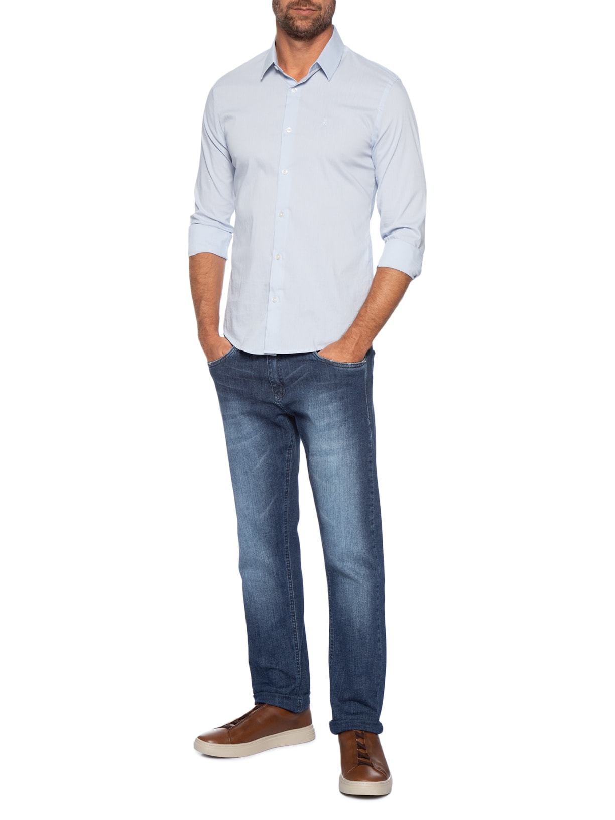 Calça Jeans Masculina Washed Dirty Slim Azul Sergio K