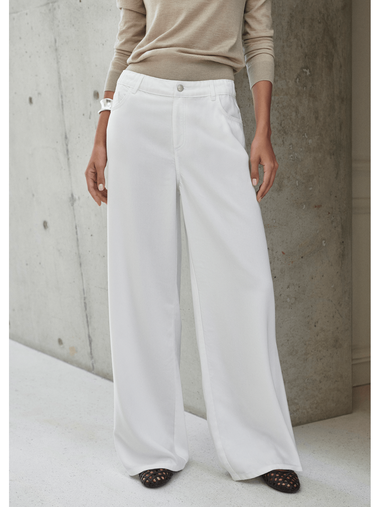 Calça Jeans Pantalona Ultra Soft Branco Calzedonia