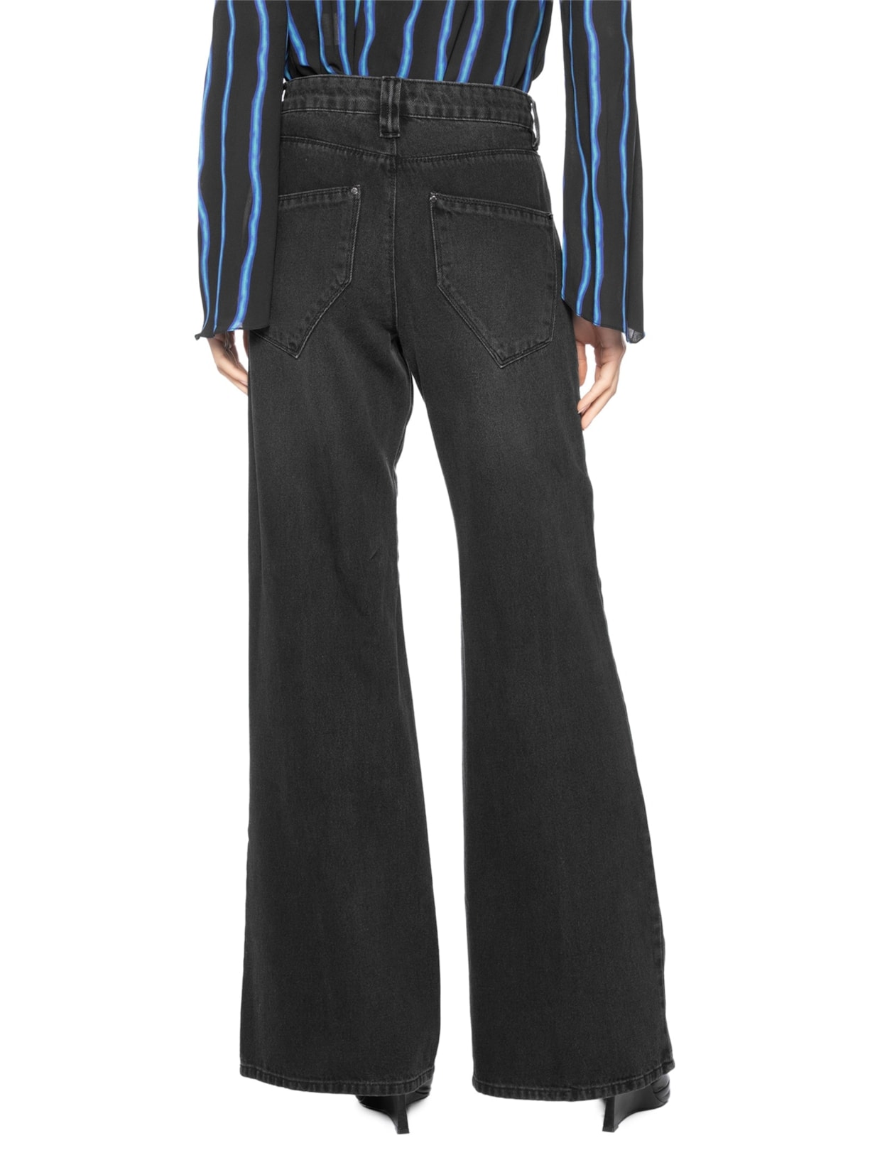 Calça Jeans Reta Cintura Baixa Feminina – Preto Animale