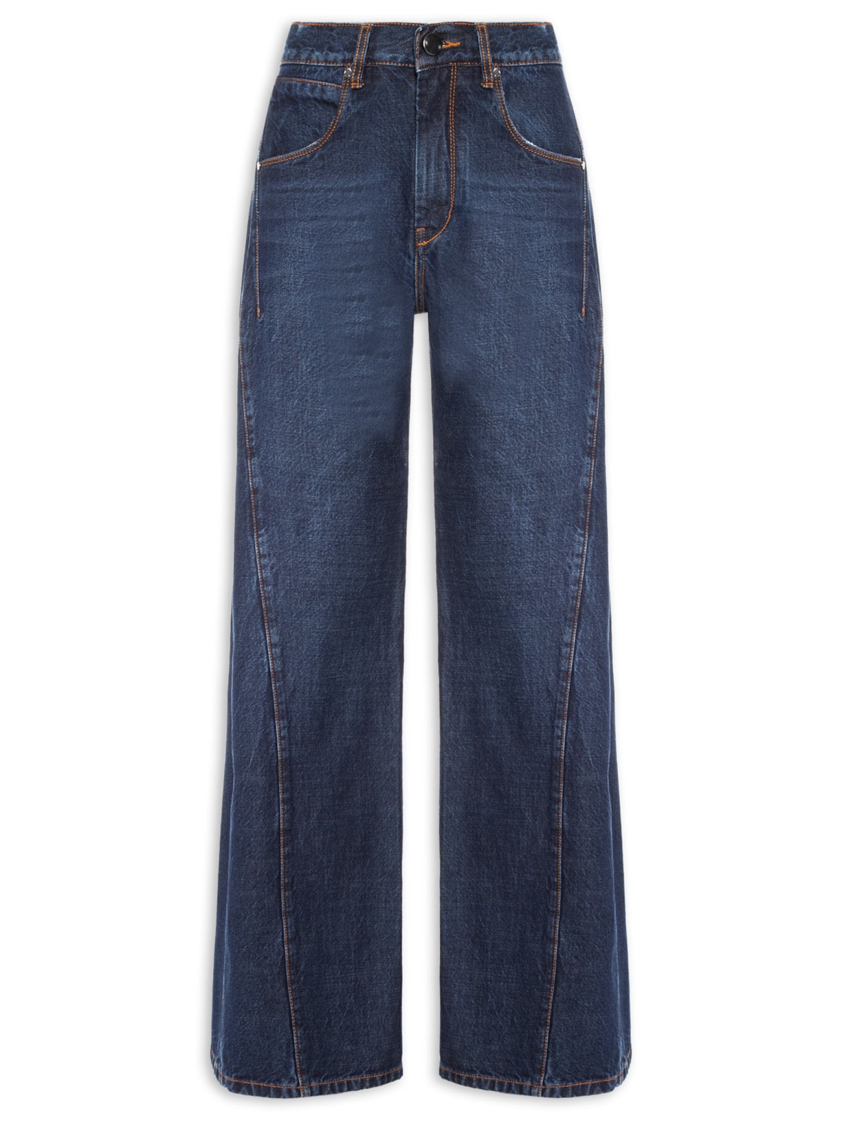 Calça Jeans Reta Recorte Lateral Feminina – Azul Animale