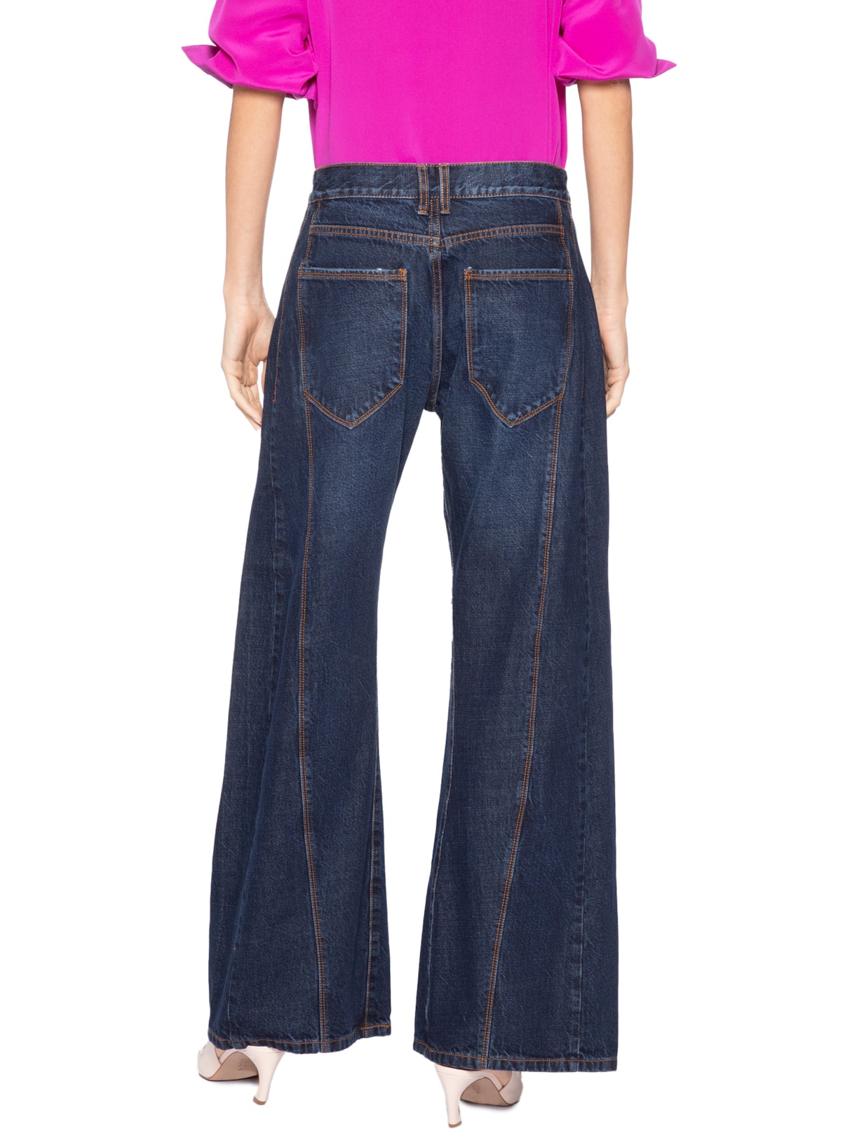 Calça Jeans Reta Recorte Lateral Feminina – Azul Animale