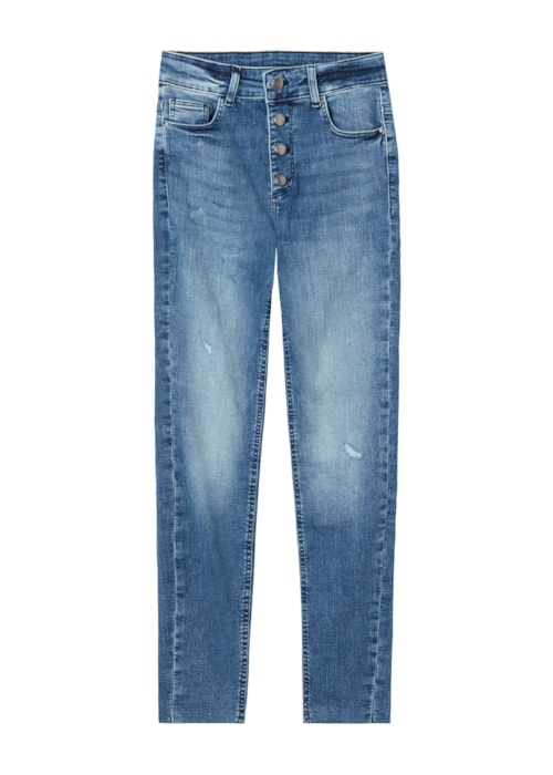 Calça Jeans Skinny Com Botões - Azul