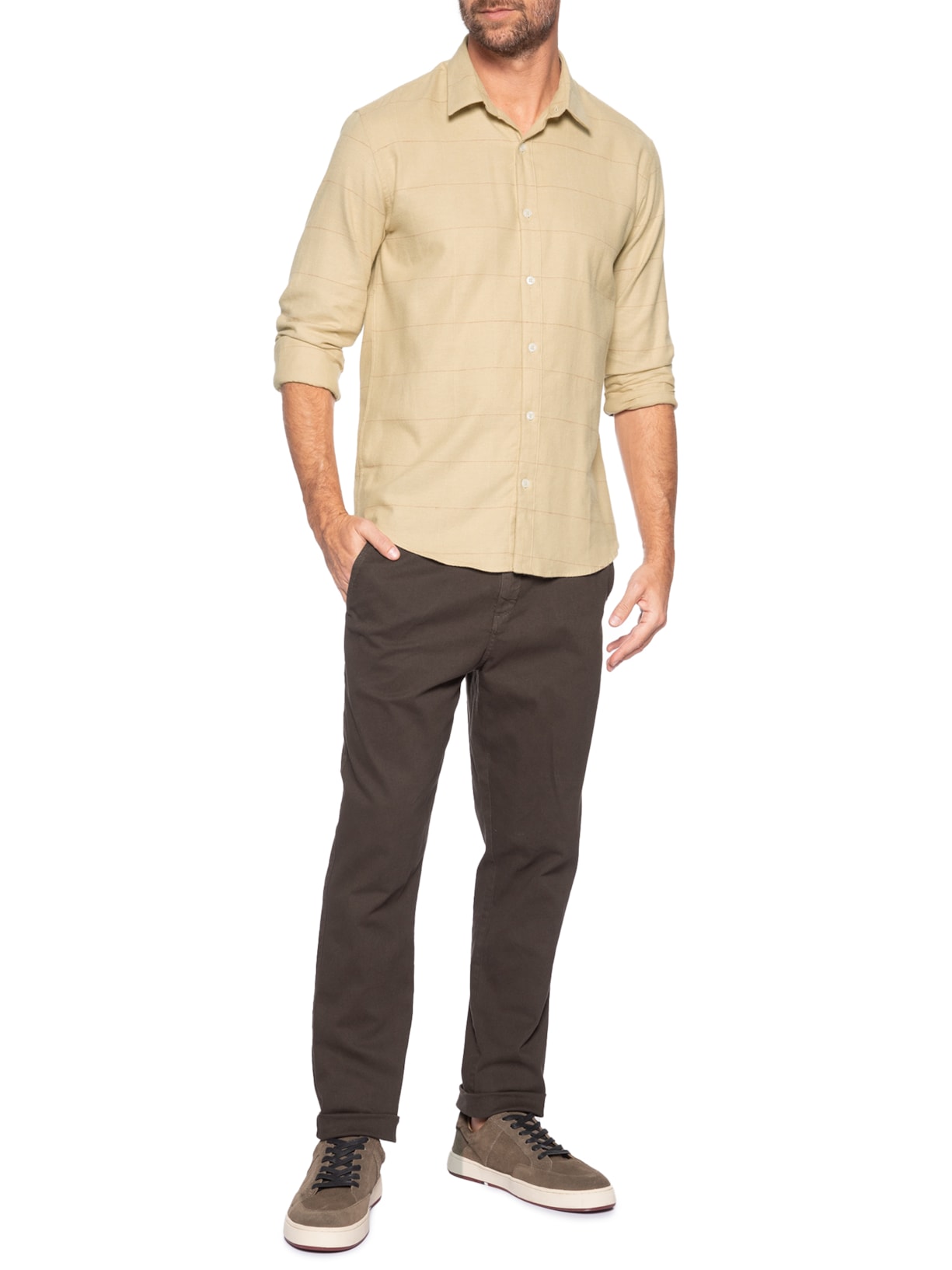 Calça Jeans Slim Masculina Chino II – Marrom Foxton