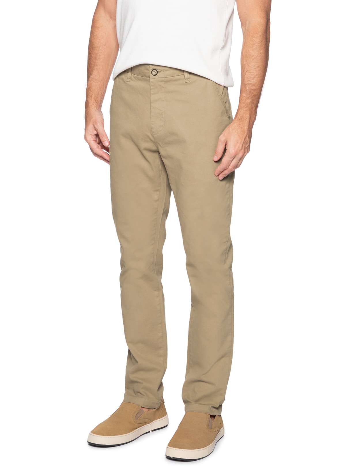 Calça Jeans Slim Masculina Contemporanea Casual Iron Bege Reserva