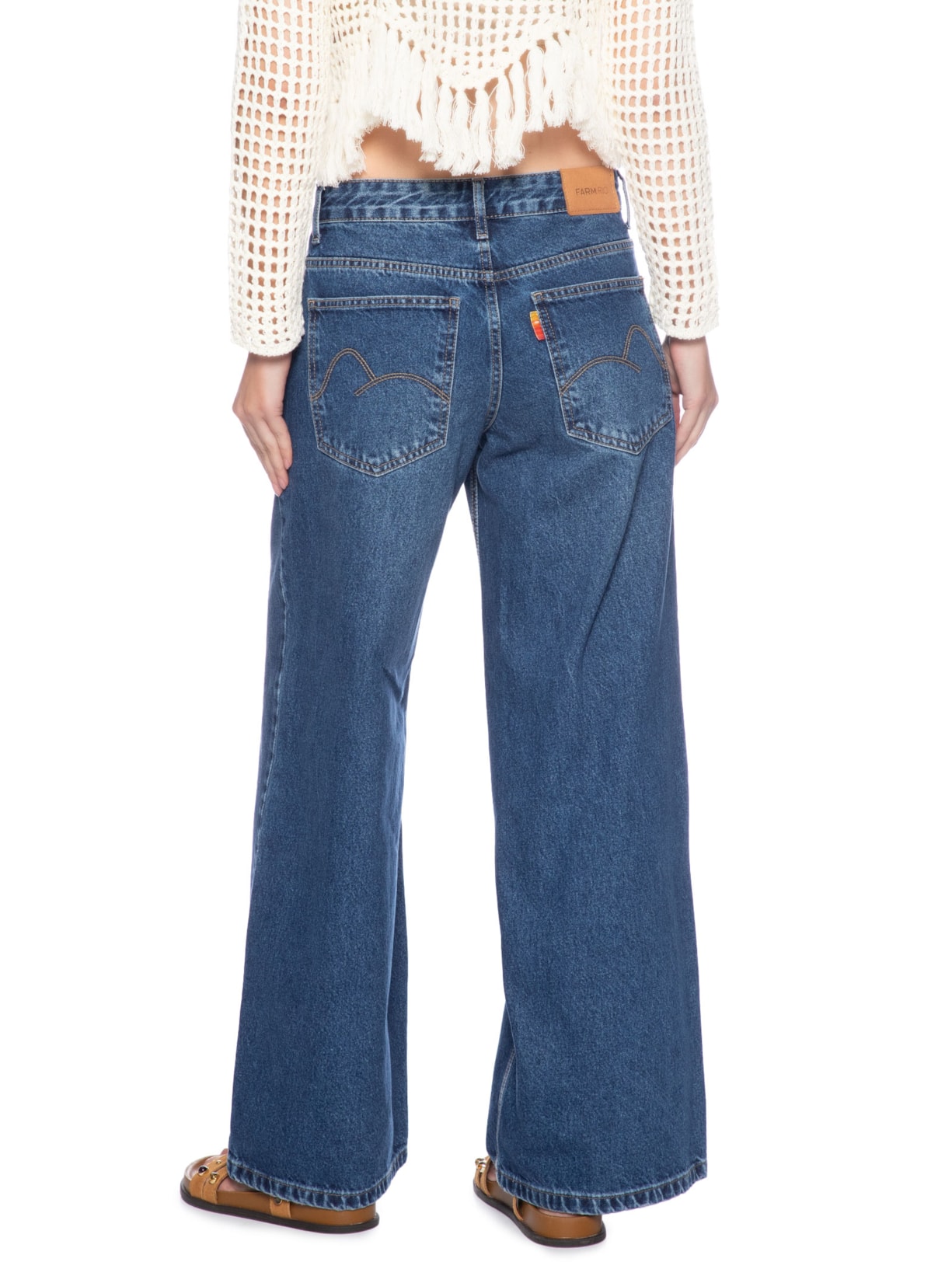 Calça Jeans Wide Faver Azul Farm