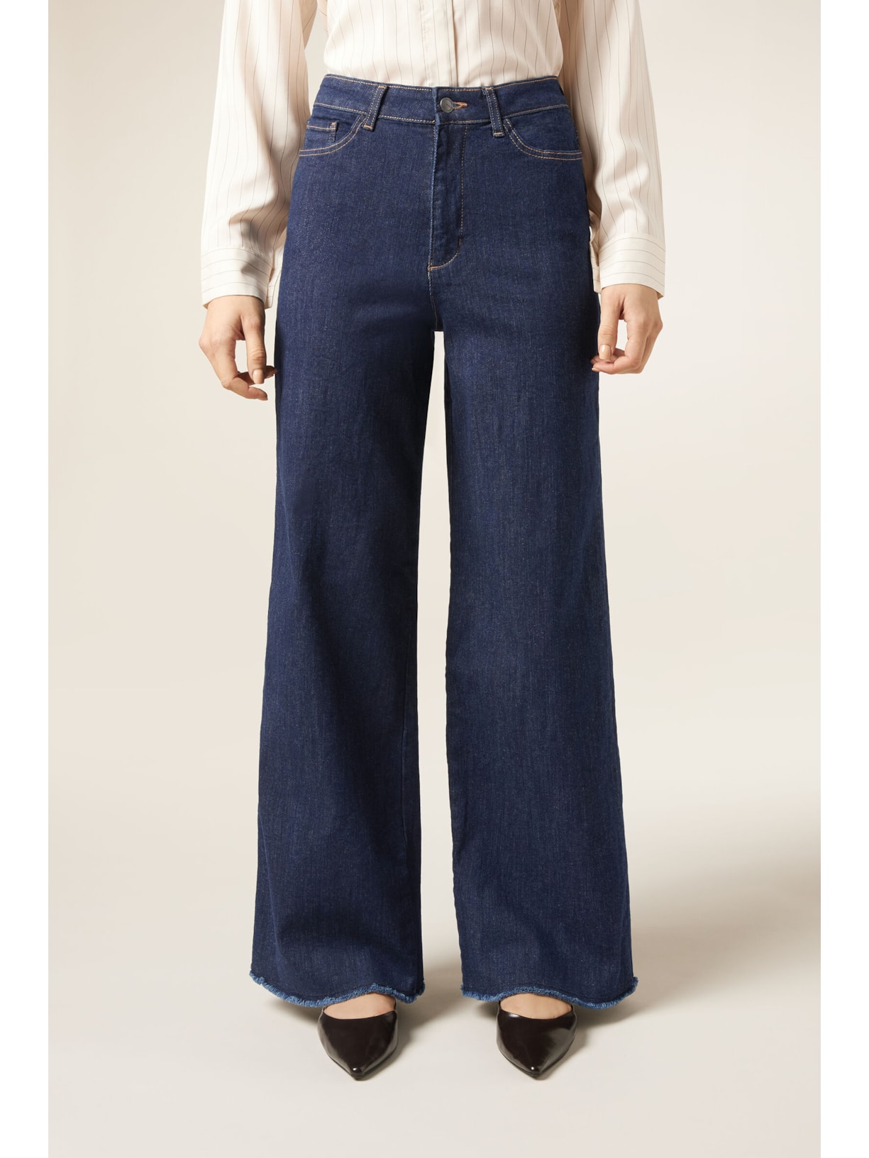 Calça Jeans Wide Leg Stretch Azul Calzedonia