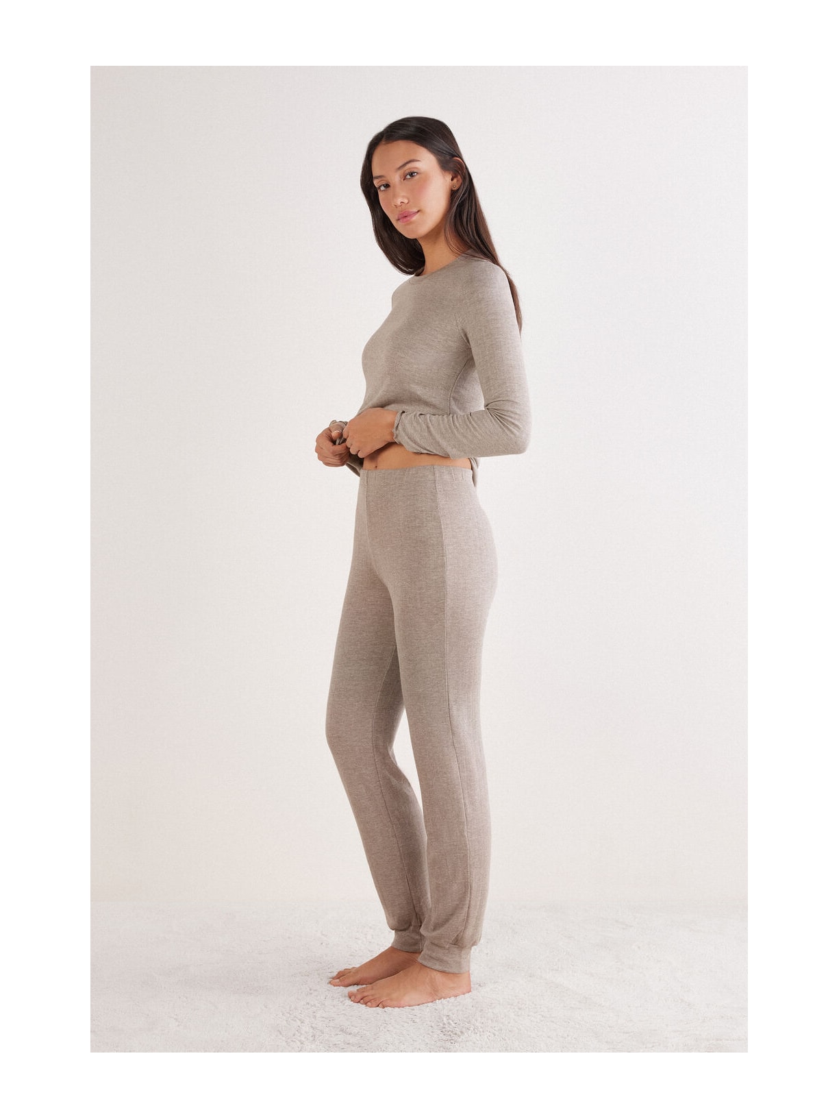 Calça Jogger Em Modal Com Cashmere Luxury Softness Marrom Intimissimi