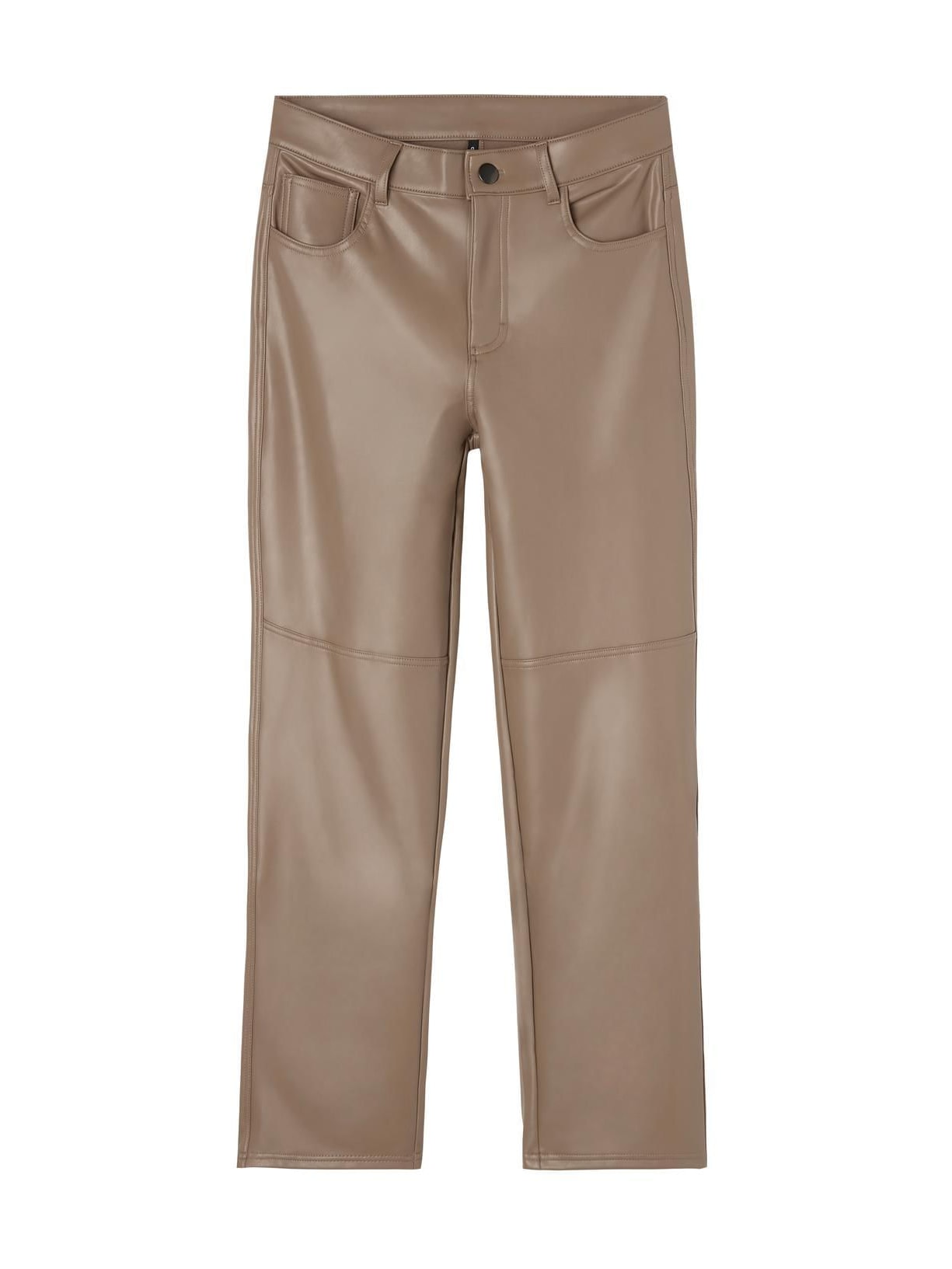 Calça Legging Reta Térmica Efeito Couro - Marrom