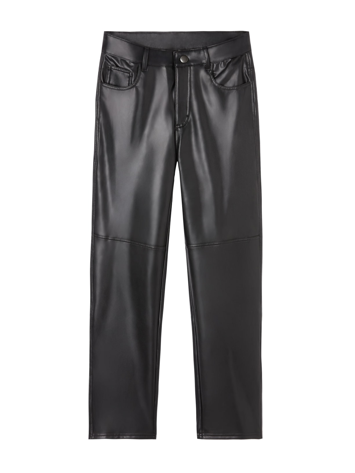 Calça Legging Reta Térmica Efeito Couro - Preto