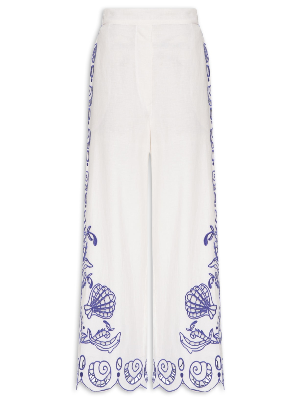 Calça Lenço Bordado Sonho do Mar Branca Farm