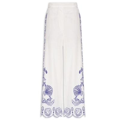 Calça Lenço Bordado Sonho do Mar - Branca