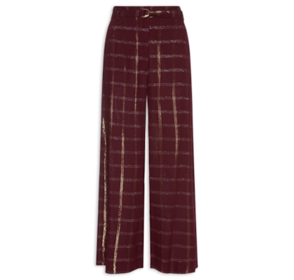 Calça Linho Lurex Xadrez Feminina – Marrom