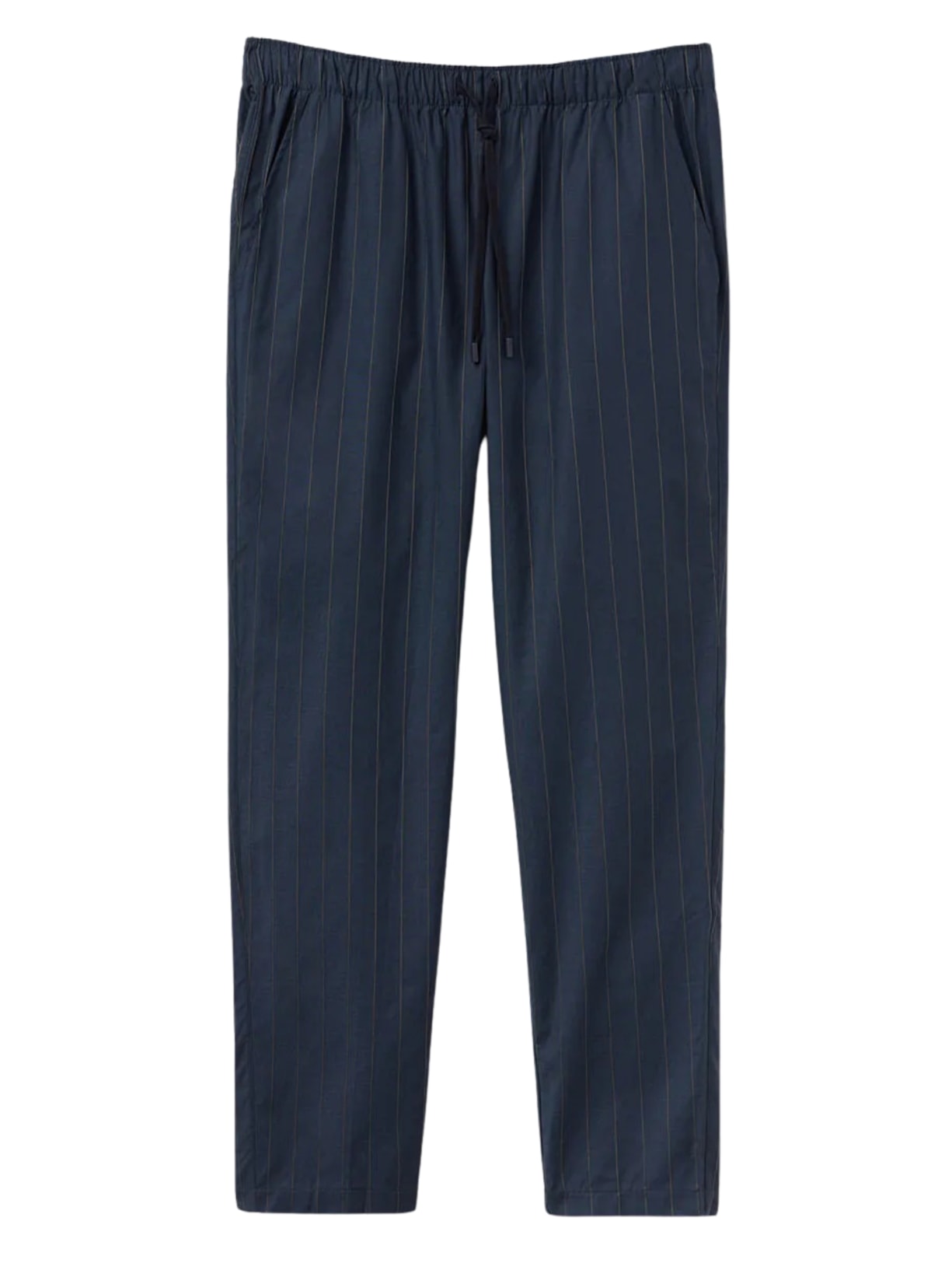 Calça Listrada Em Algodão - Azul