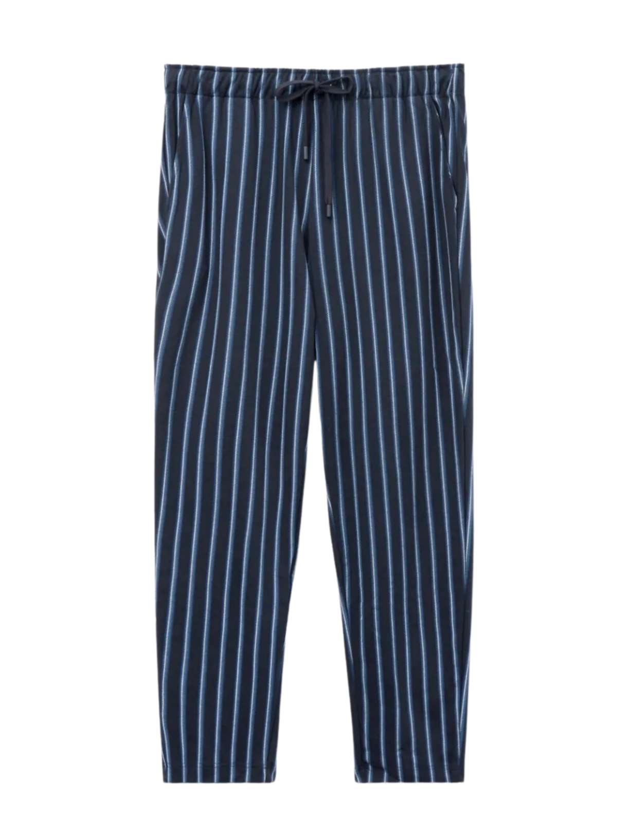 Calça Listrada Em Algodão - Azul