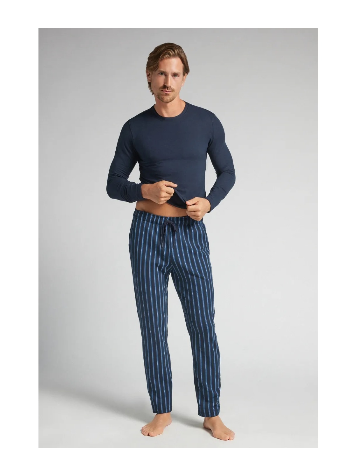 Calça Listrada Em Algodão Azul Intimissimi