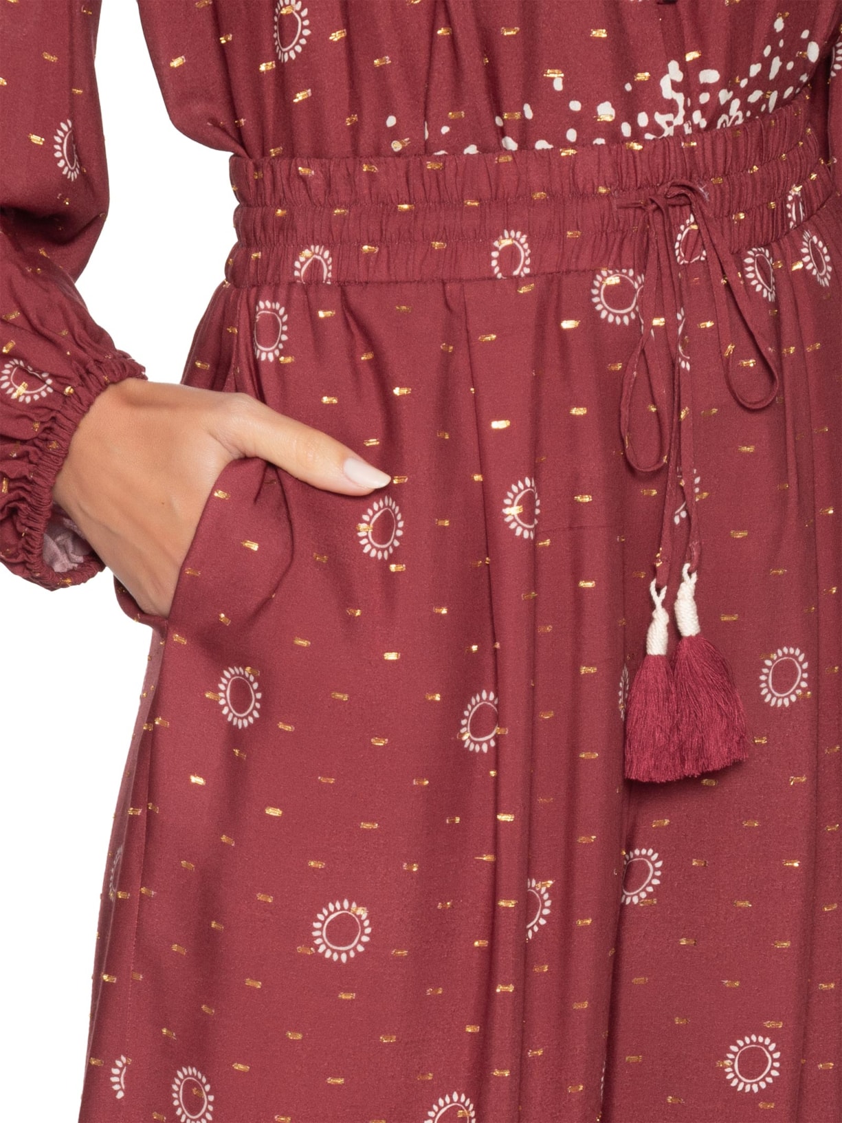 Calça Lurex Estampada Áurea Feminina Vermelho Dress To