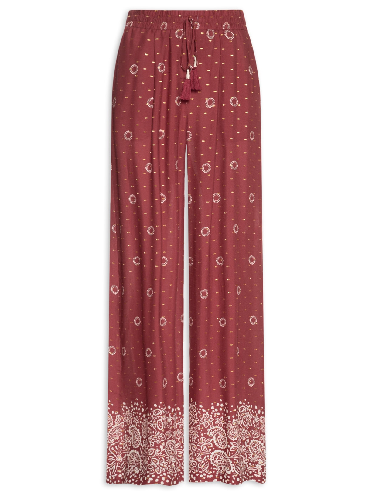 Calça Lurex Estampada Áurea Feminina – Vermelho Dress To