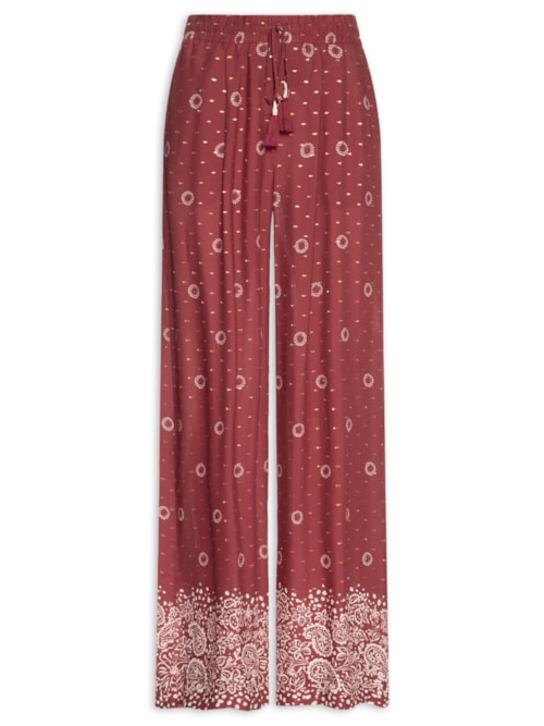 Calça Lurex Estampada Áurea Feminina – Vermelho