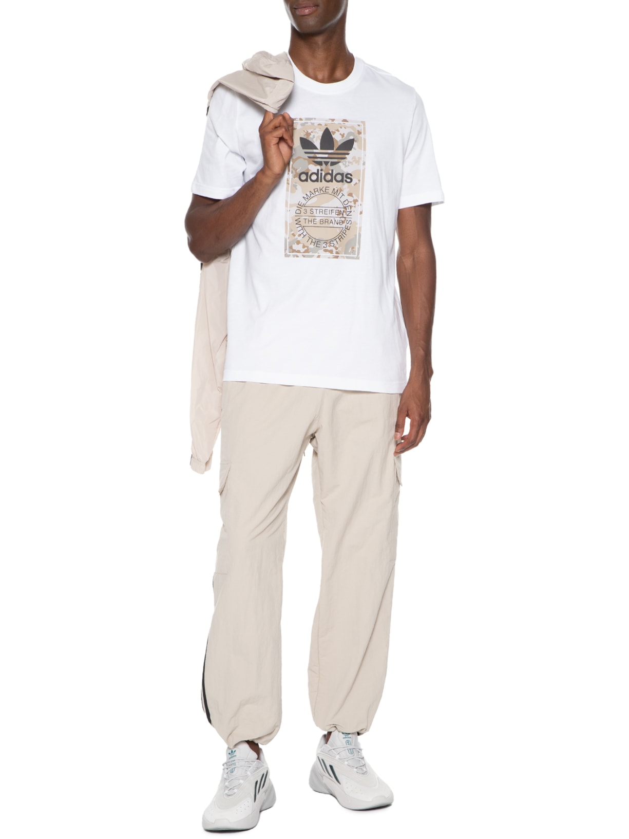 Calça Masculina 3 Stripes Cargo Bege Adidas Originals