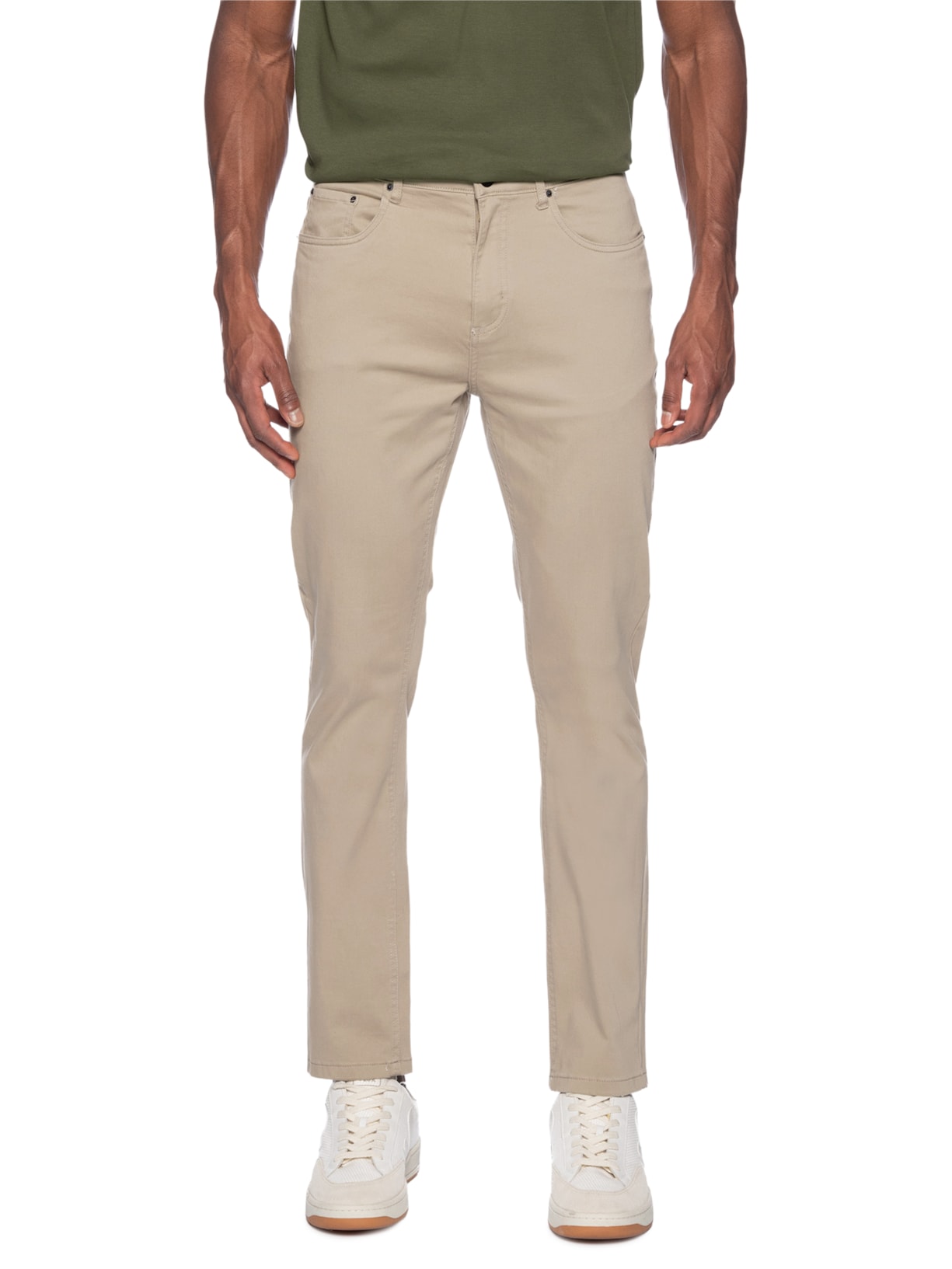 Calça Masculina 5 Pockets Chino Slim Fit Color Comfort Marrom Aramis