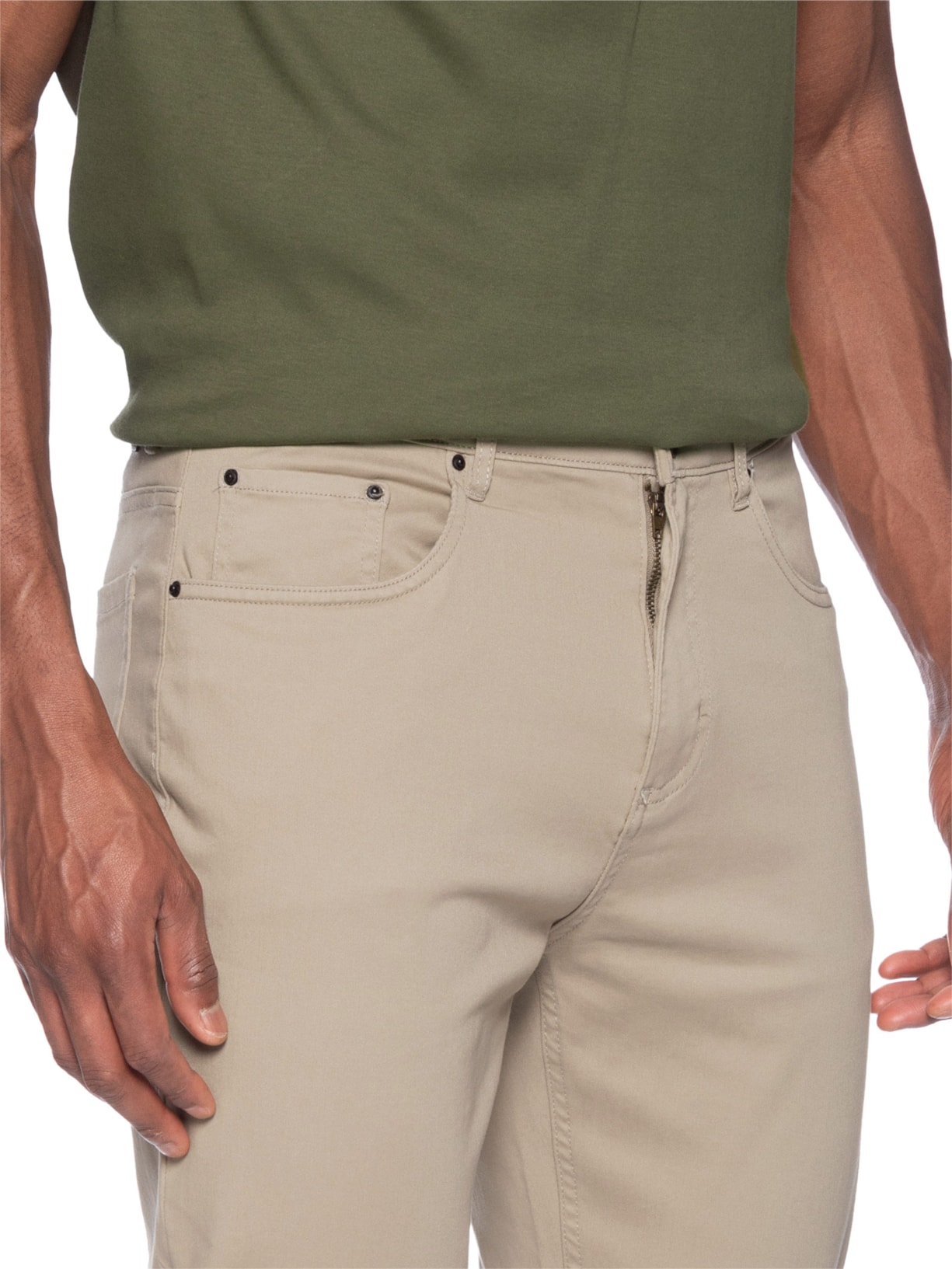 Calça Masculina 5 Pockets Chino Slim Fit Color Comfort Marrom Aramis