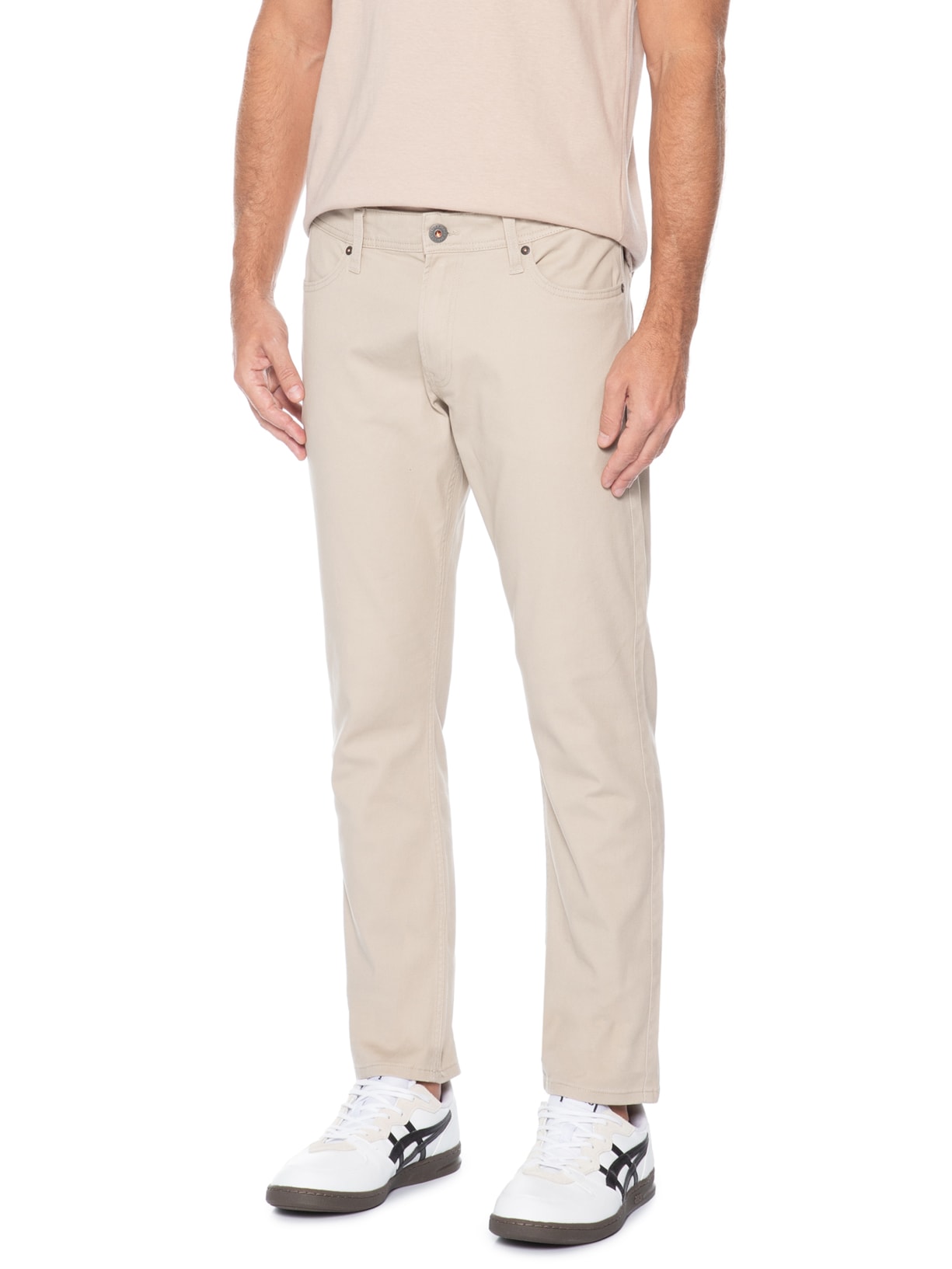 Calça Masculina 5 Pockets Glenn Dylan Original Bege Jack & Jones