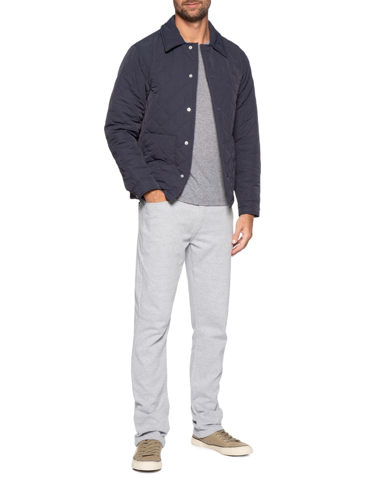 Calça Masculina 5 Pockets Moletom - Cinza