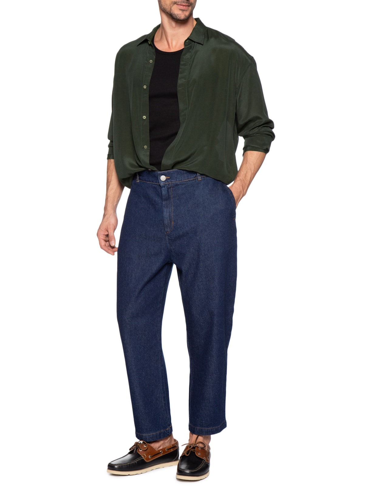 Calça Masculina Abaulada Jeans Escuro Azul Handred