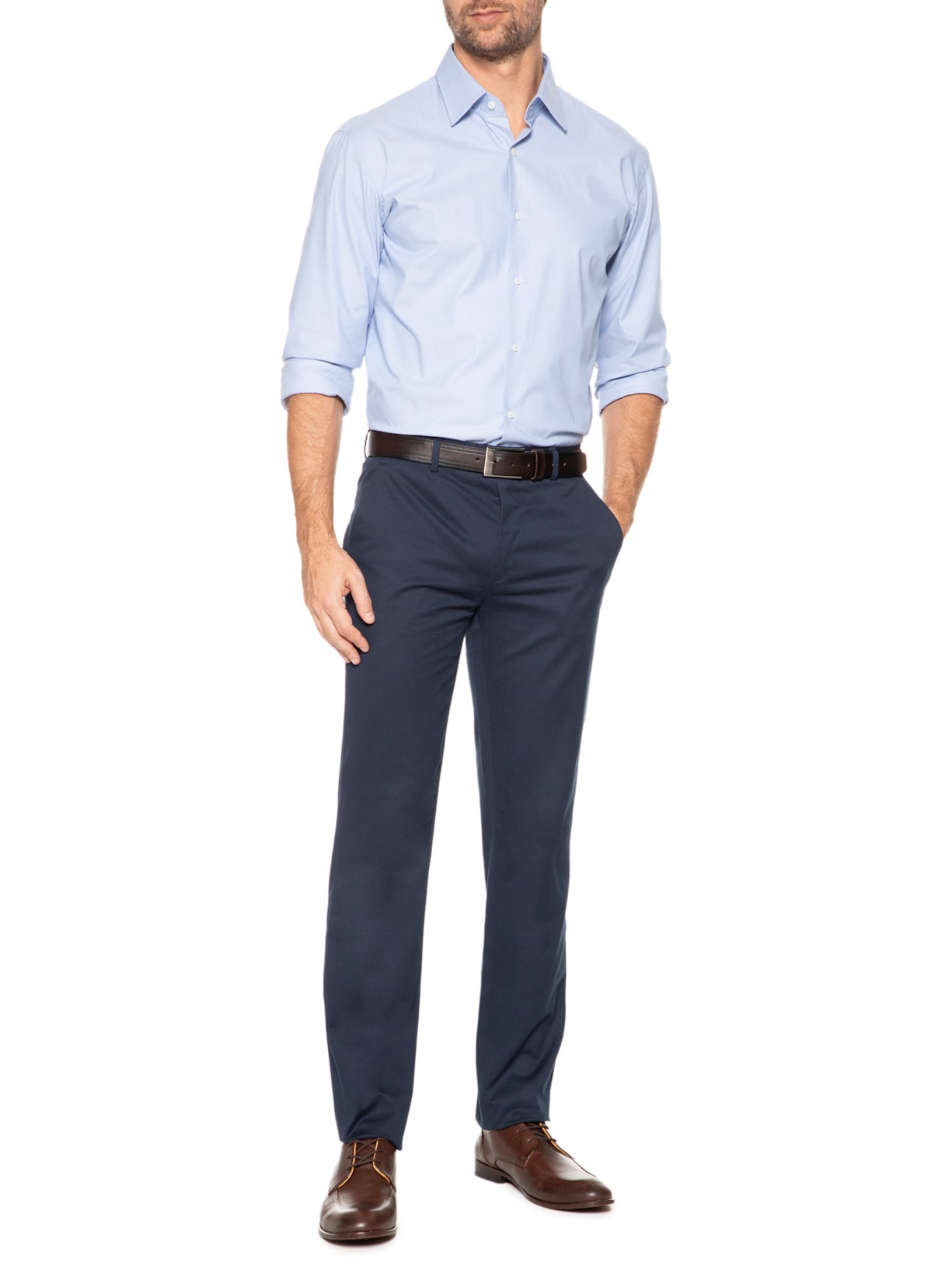 Calça Masculina Alfaiataria Algodão Elastano Azul Paramount Alfaiataria