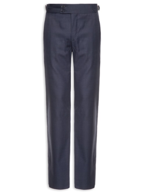 Calça Masculina Alfaiataria Com Ajustes Laterais Cambraia Super 120 - Azul