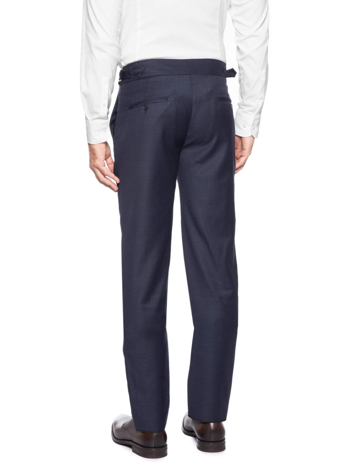 Calça Masculina Alfaiataria Com Ajustes Laterais Cambraia Super 120 Azul Paramount Alfaiataria