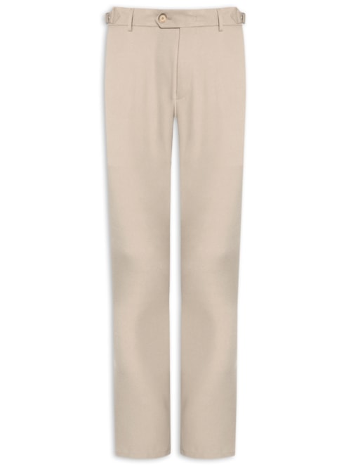 Calça Masculina Alfaiataria Com Fivela Reta - Bege
