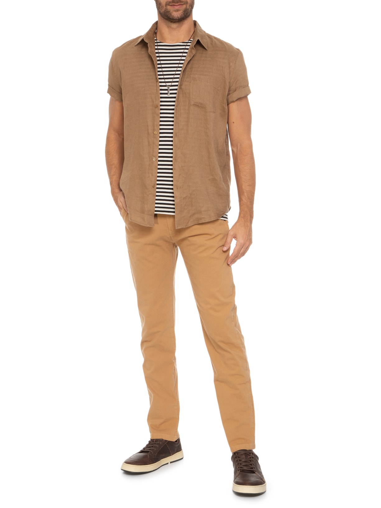 Calça Masculina Alfaiataria Comfort Paper Marrom Osklen