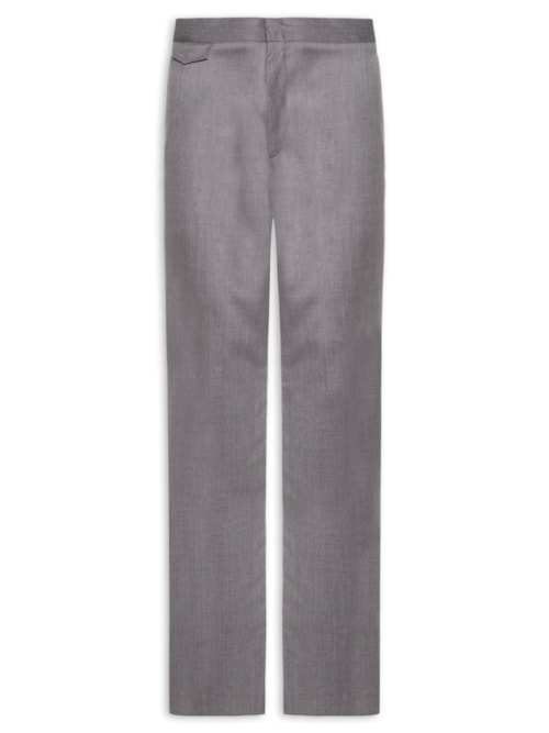 Calça Masculina Alfaiataria Cós Regular Bolso Portinhola Em Lã - Cinza