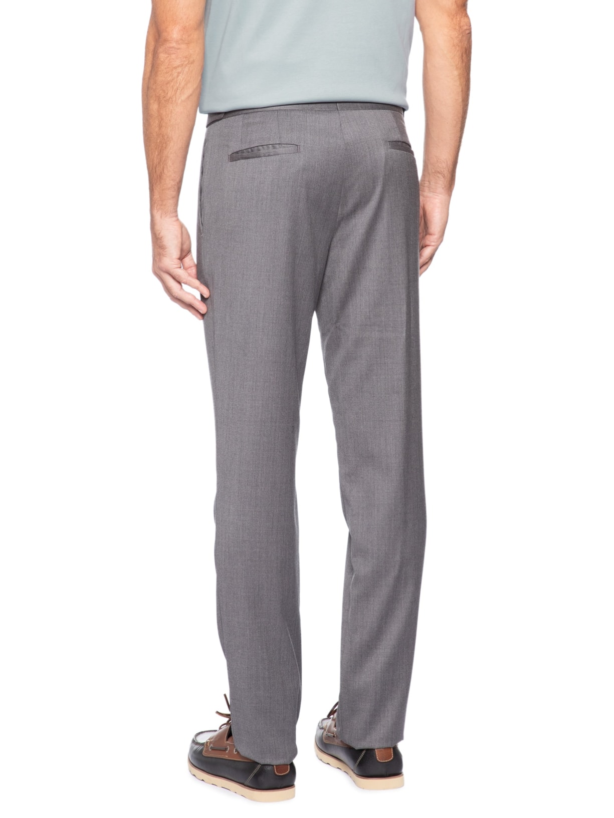 Calça Masculina Alfaiataria Cós Regular Bolso Portinhola Em Lã Cinza Ricardo Almeida