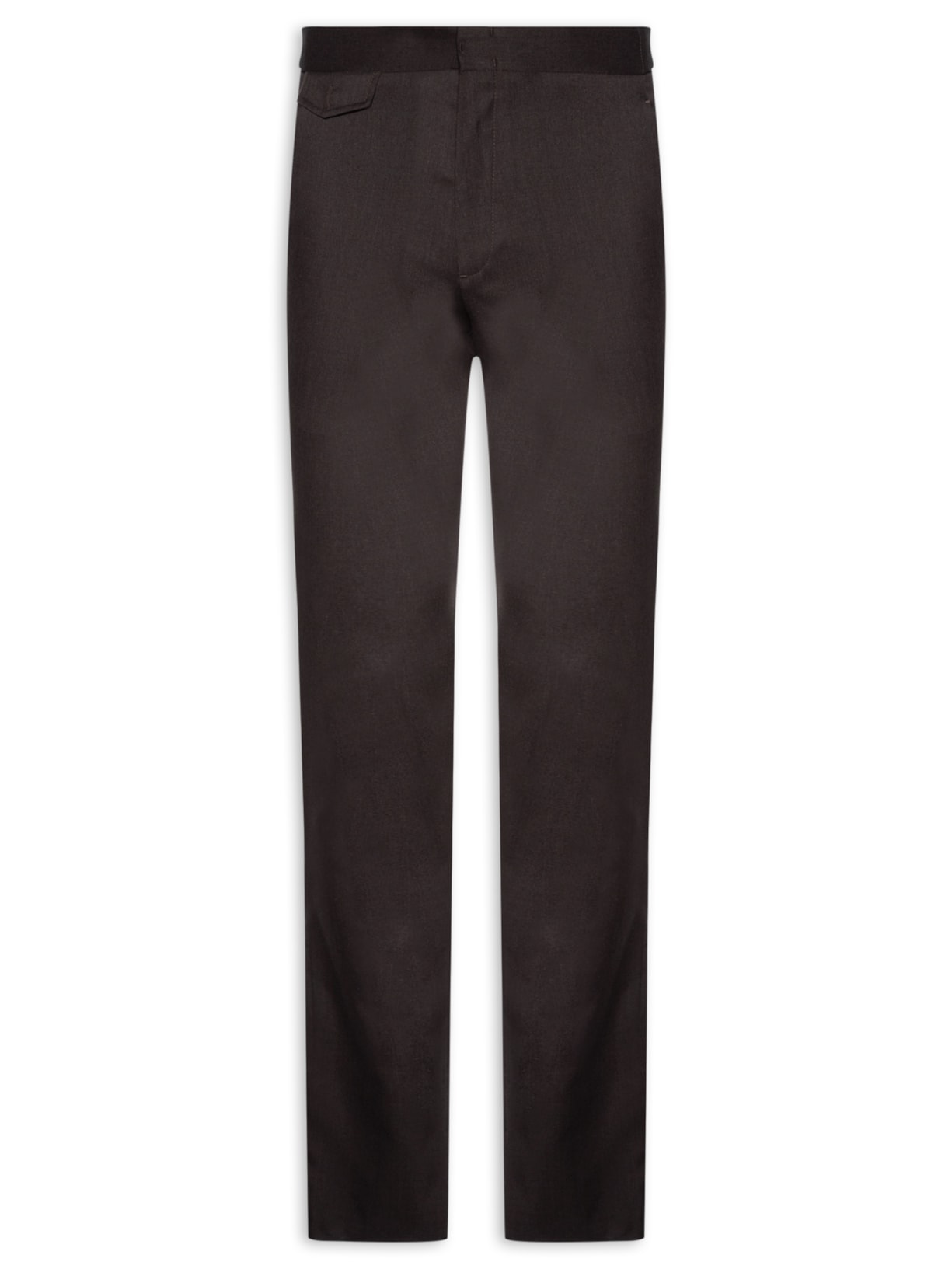 Calça Masculina Alfaiataria Cós Regular Bolso Portinhola Em Lã Marrom Ricardo Almeida