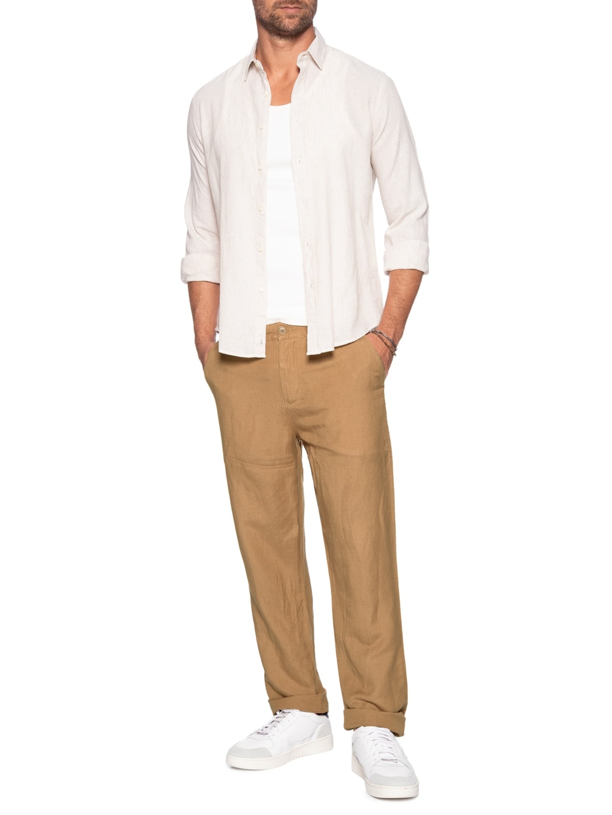 Calça Masculina Alfaiataria Fluid Linen Marrom Osklen