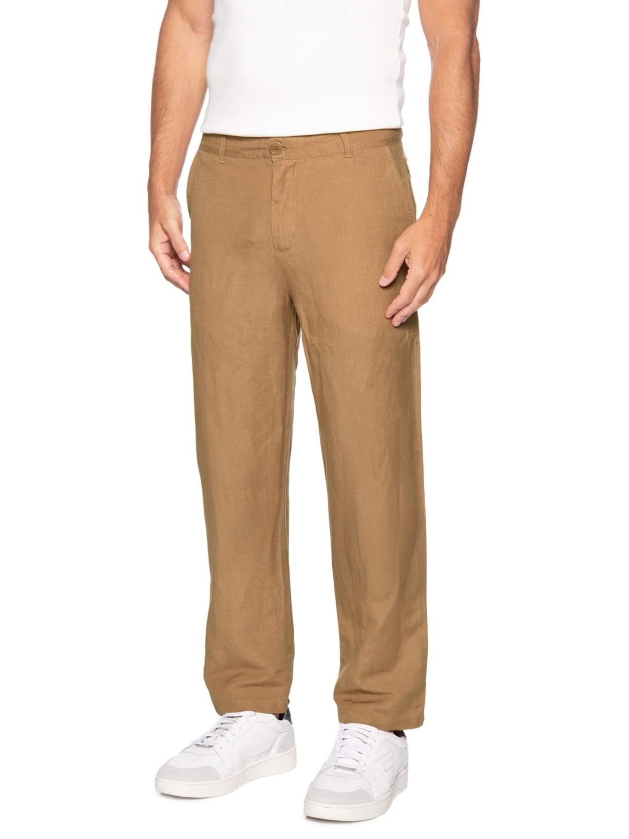 Calça Masculina Alfaiataria Fluid Linen Marrom Osklen
