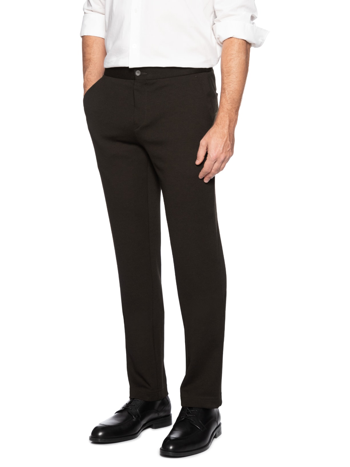 Calça Masculina Alfaiataria Malha Italiana 1/2 Marrom Paramount Alfaiataria