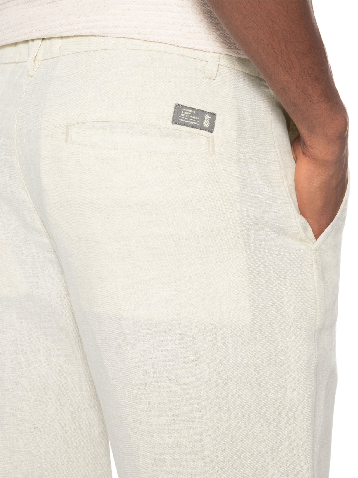 Calça Masculina Alfaiataria Puro Linho Off White Pineapple