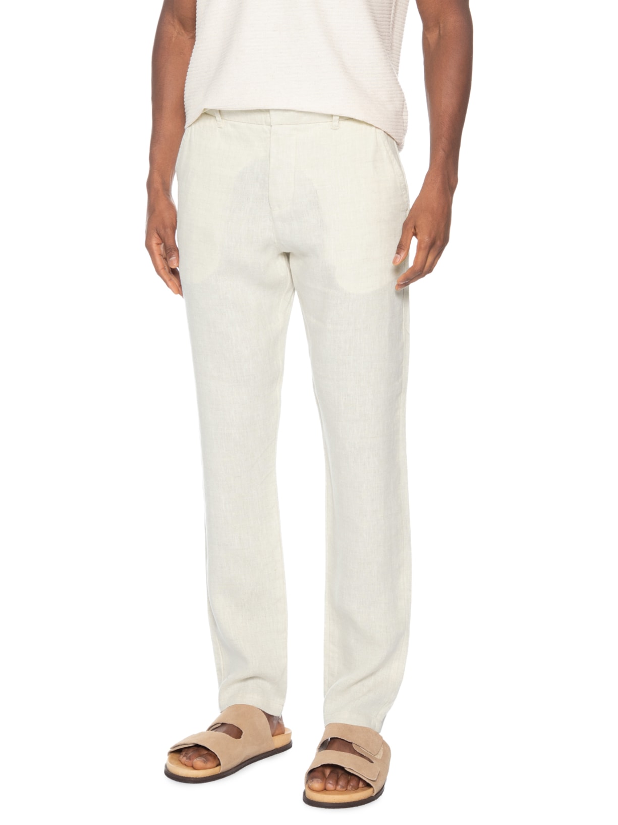Calça Masculina Alfaiataria Puro Linho Off White Pineapple