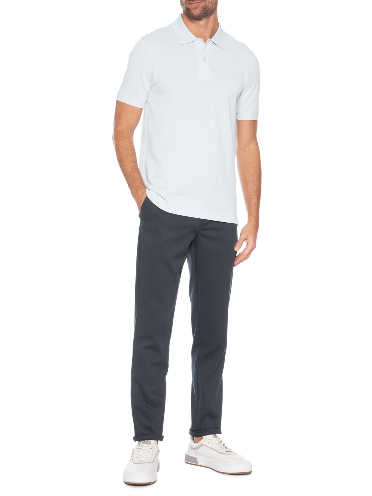 Calça Masculina Alfaiataria Reta Azul '2 Essential