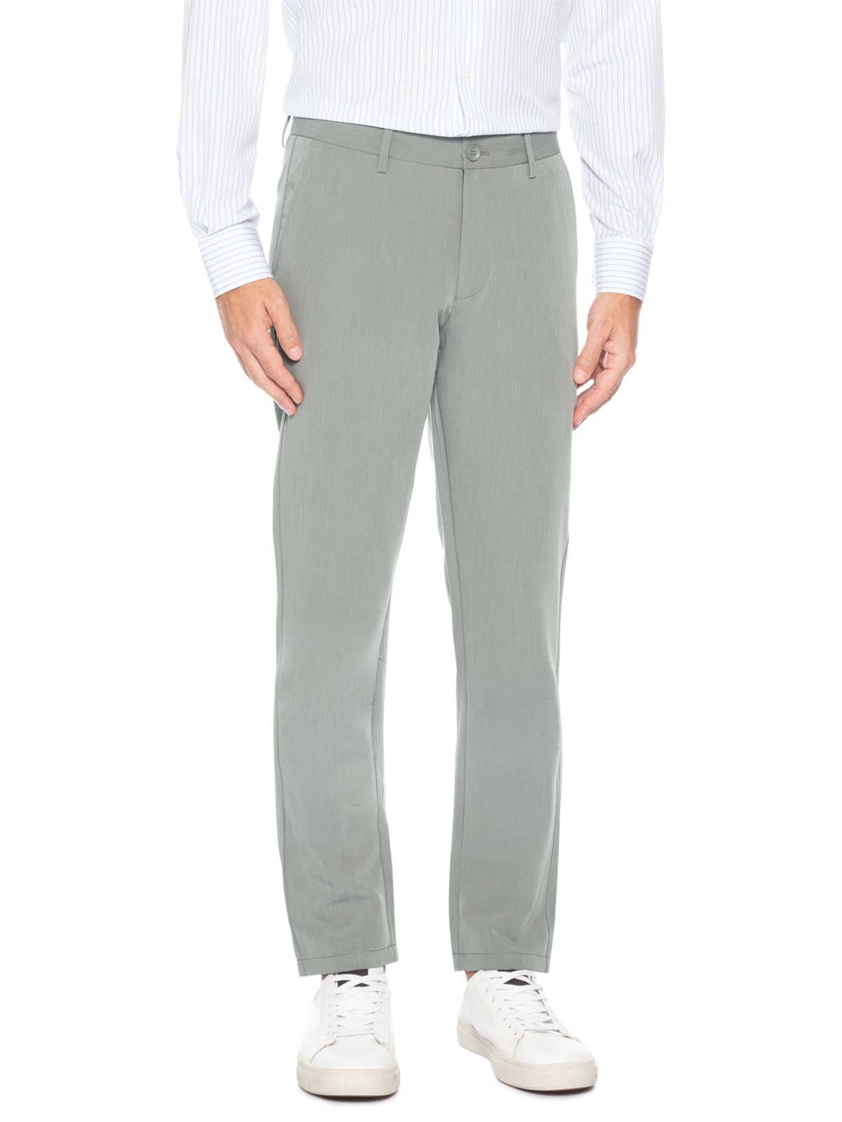 Calça Masculina Alfaiataria Reta Cinza '2 Essential