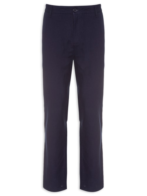 Calça Masculina Alfaiataria Reta Fluid Linen - Azul