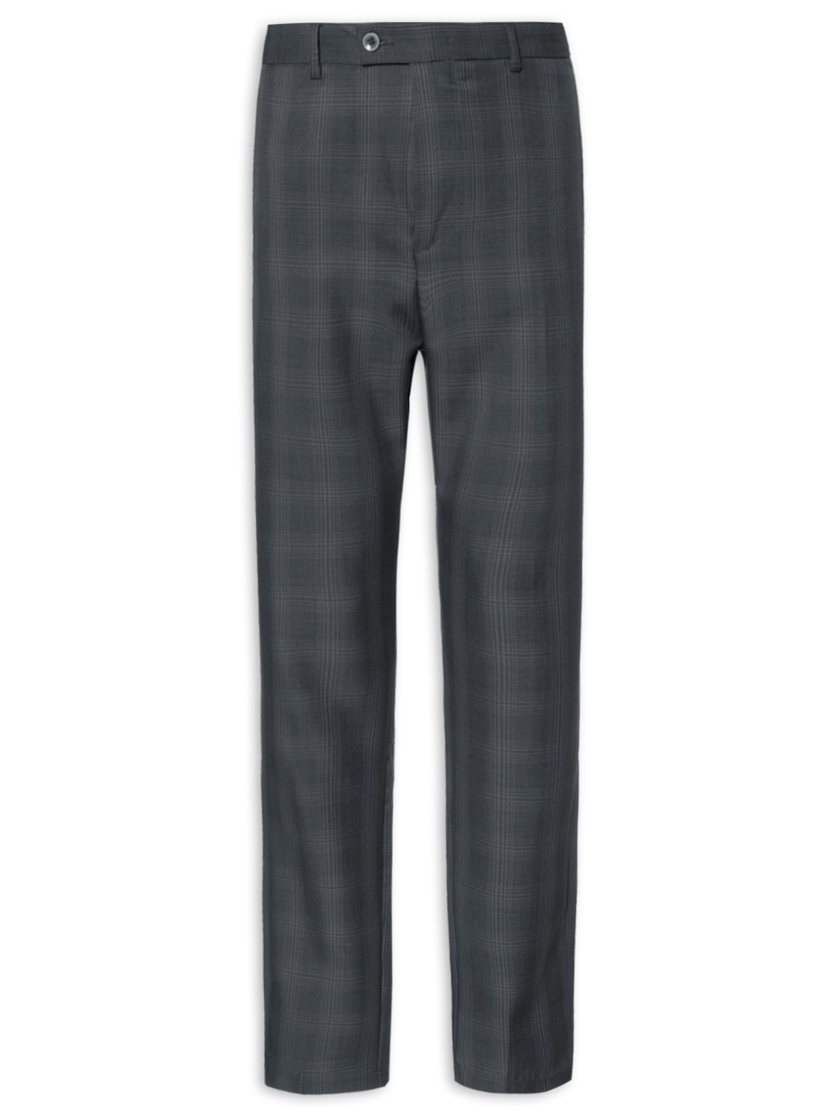 Calça Masculina Alfaiataria Xadrez Reta - Cinza