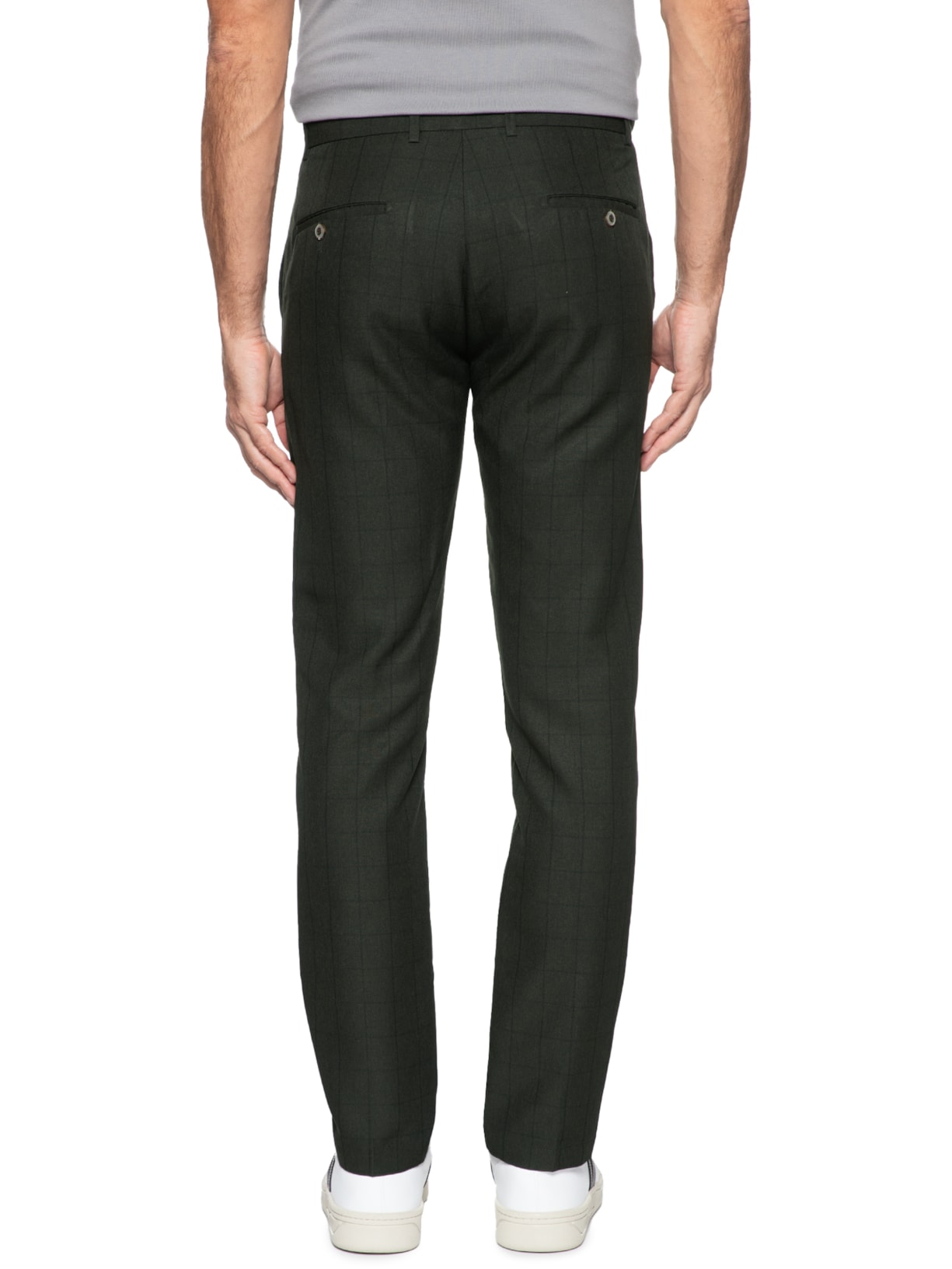 Calça Masculina Alfaiataria Xadrez Reta '2 Essential Verde